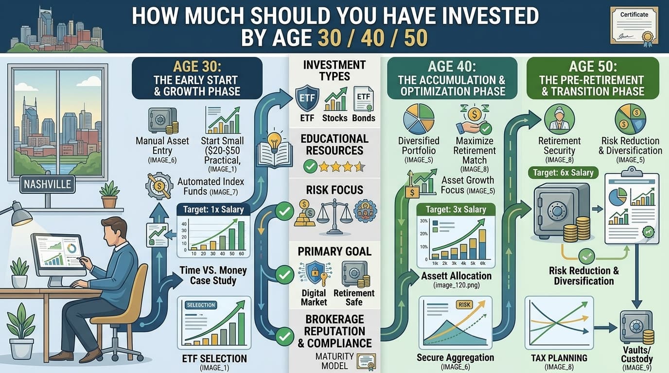 Learn about How Much Should You Have Invested By Age with our trustworthy, family-oriented investment guide. DadAlt Investments: How Much Should You Have Invested By Age - Expert family wealth building strategies
